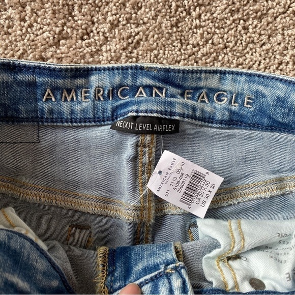 AMERICAN Eagle X Young Money Stacked Skinny Jeans Acid Wash Distressed 30X30 NEW - Picture 9 of 9